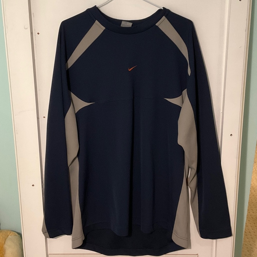 Nike Blue and Gray Long Sleeve Shirt
